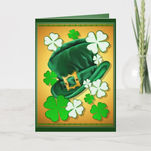アイルランドの帽子およびシャムロックカード カード (正面)