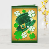 アイルランドの帽子およびシャムロックカード カード (黄色い花)