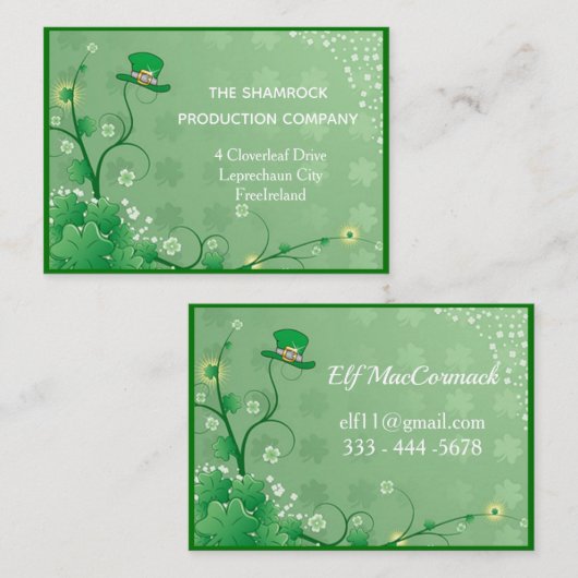 アイルランドの帽子、シャムロック 名刺 (正面/裏面)