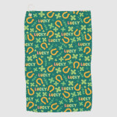 アイルランドの幸運な緑パターン ゴルフタオル (正面)