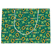 アイルランドの幸運な緑パターン ラージペーパーバッグ (正面)