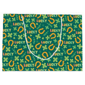 アイルランドの幸運な緑パターン ラージペーパーバッグ (裏面)