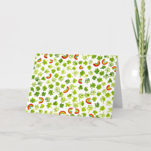 アイルランドの幸運を呼ぶシャムロックと虹 オーダーメイド カード (正面)