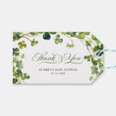 アイルランドの愛の幸せ シャムロックのグリーン ギフトタグ (正面(横))