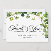 アイルランドの愛の幸せ シャムロックのグリーン サンキューカード (正面)