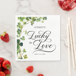 アイルランドの愛の幸せ シャムロックのグリーン スタンダードランチョンナプキン