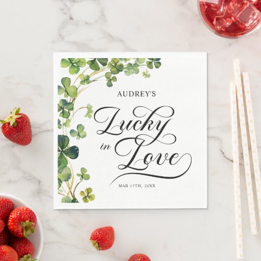 アイルランドの愛の幸せ シャムロックのグリーン スタンダードランチョンナプキン (インサイチュ)