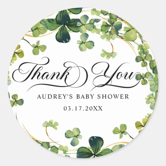 アイルランドの愛の幸せ シャムロックのグリーン ラウンドシール (正面)