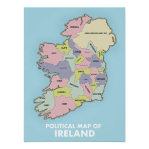 アイルランドの政治地図 ポスター