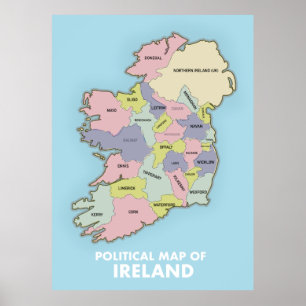 アイルランドの政治地図。 ポスター
