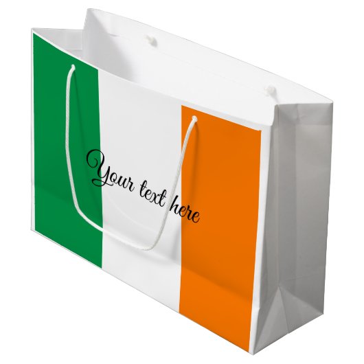アイルランドの旗のカスタムな誕生日および休日のギフトバッグ ラージペーパーバッグ (正面アングル)