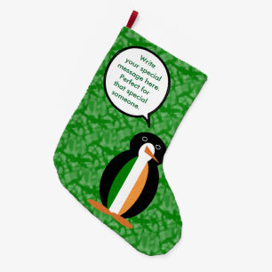 アイルランドの旗の休日のペンギンさんおしゃべり ラージクリスマスストッキング
