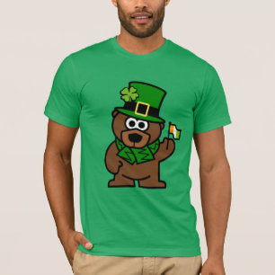アイルランドの旗を持つSt patricks dayのワイシャツ ヒグマ Tシャツ
