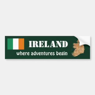 アイルランドの旗 + 地図のバンパーステッカー バンパーステッカー