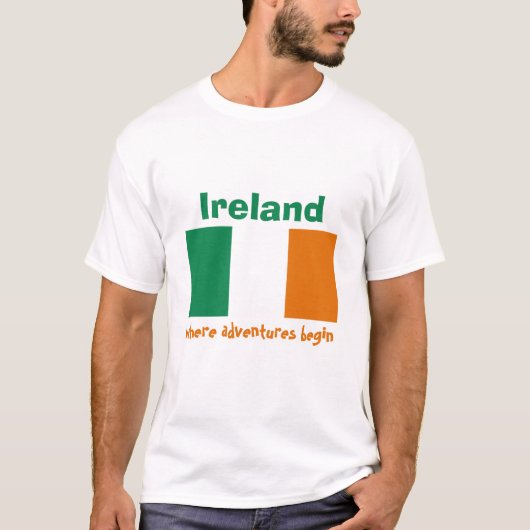 アイルランドの旗+地図+テキストTシャツ Tシャツ (正面)