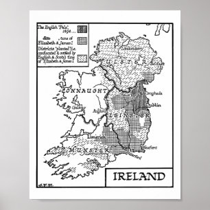アイルランドの旧世界の地図イラストレーション ポスター
