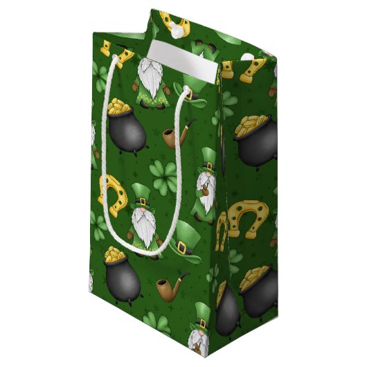 アイルランドの格言シャムロックスホースシューズ金ゴールドポット スモールペーパーバッグ (正面アングル)