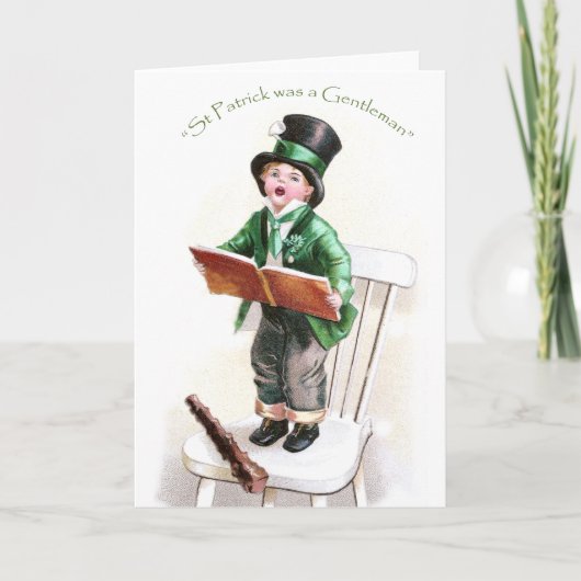 アイルランドの歌のヴィンテージのセントパトリックの日を歌っている男の子 カード (正面)