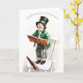 アイルランドの歌のヴィンテージのセントパトリックの日を歌っている男の子 カード (黄色い花)