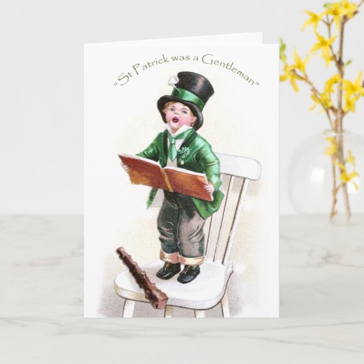 アイルランドの歌のヴィンテージのセントパトリックの日を歌っている男の子 カード
