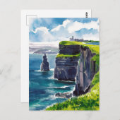 アイルランドの水の色のモハーの絵を描崖 ポストカード (正面/裏面)