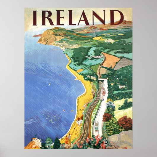 アイルランドの海岸線、ビンテージの旅行ポスター ポスター (正面)