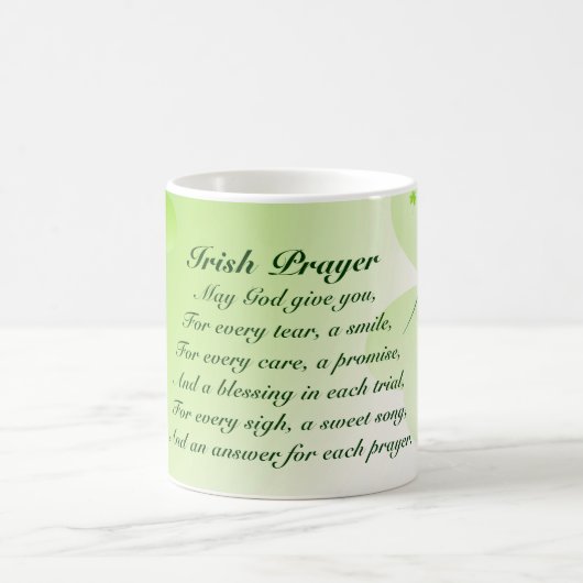 アイルランドの祈りの言葉とシャムロックとハートマグ コーヒーマグカップ (中央)
