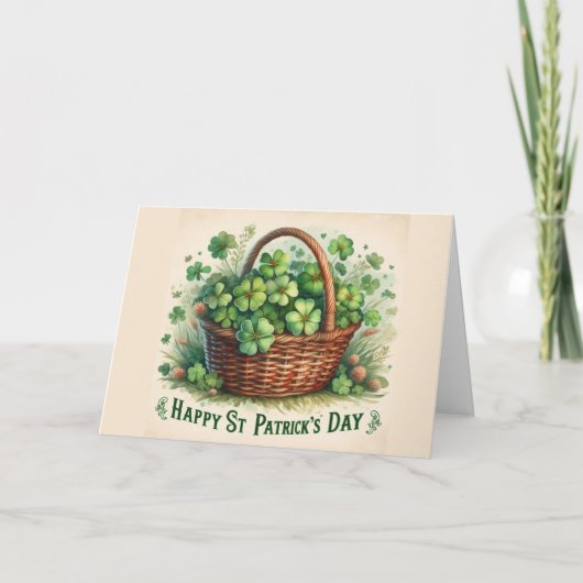 アイルランドの祝福 セントパトリックの日 シャムロックのホリデーカード シーズンカード (正面)
