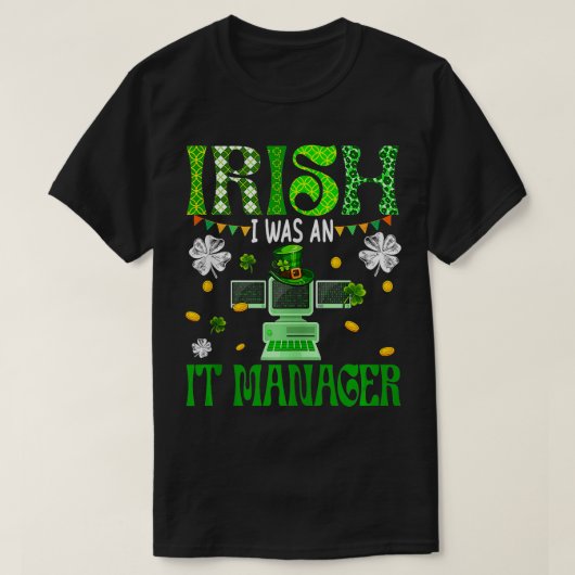 アイルランドの私はPatricks Day Leopard ShaのITマネージャだった Tシャツ (デザイン正面)