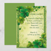アイルランドの紋章とケルトの結び目フレームが聖パトリックの日に 招待状 (正面/裏面)
