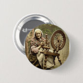 アイルランドの紡績工および糸車。 Co.ゴールウェイ、Irel 缶バッジ (正面&裏面)