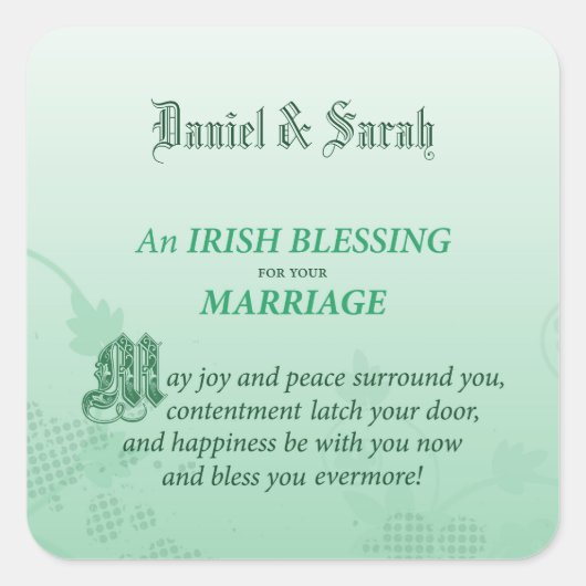 アイルランドの結婚おめでとうの祝福 スクエアシール (正面)