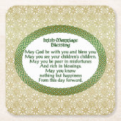 アイルランドの結婚の天恵、金ゴールド及び緑の結婚式 スクエアペーパーコースター (正面)