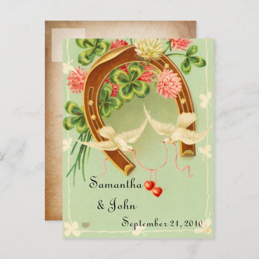 アイルランドの結婚式の日付を保存 案内ポストカード (正面/裏面)