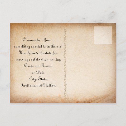 アイルランドの結婚式の日付を保存 案内ポストカード (裏面)