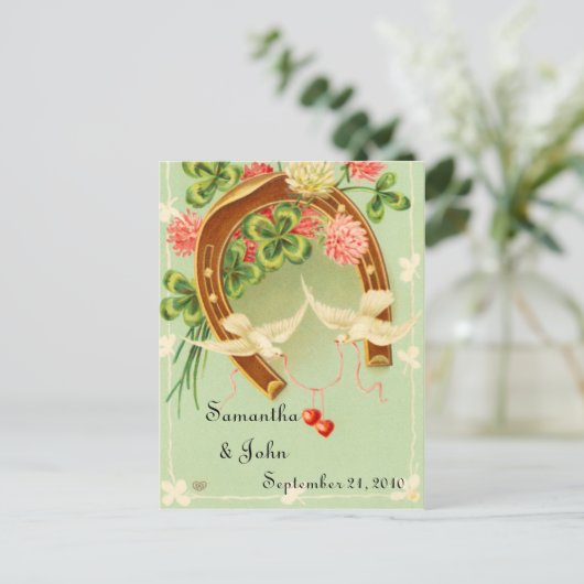 アイルランドの結婚式の日付を保存 案内ポストカード (スタンド正面)