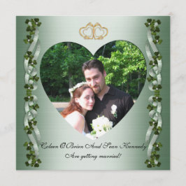 アイルランドの結婚式の日程を保存して。クローバーとリボン 招待状