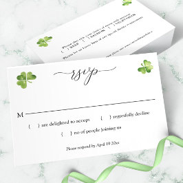 アイルランドの結婚式のrsvpグリーンシャームロックエンクロージャカード 出欠カード