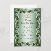 アイルランドの結婚式 保存日付 シャムロックとリボン セーブザデート (正面/裏面)