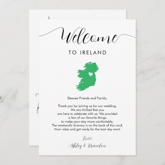 アイルランドの結婚案内文書の日程 (正面/裏面)