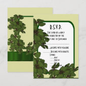 アイルランドの緑と結婚シャムロックのR.S.V.P 出欠カード (正面/裏面)