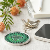 アイルランドの緑のケルト族のハートの結び目Keychain キーホルダー (側面)