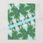 アイルランドの緑のフラミンゴ、かわいい幸せなST。パトリックの日 シーズンポストカード (正面)