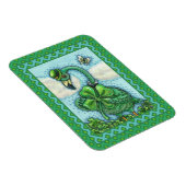 アイルランドの緑のフラミンゴ、かわいい幸せなST。パトリックの日 マグネット (右側)