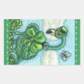 アイルランドの緑のフラミンゴ、かわいい幸せなST。パトリックの日 長方形シール (正面)