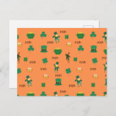 アイルランドの縁起物とドリンクビアパターン ポストカード (正面/裏面)