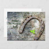 アイルランドの聖パトリックの日の絵葉書 馬蹄形のクローバー ポストカード (正面/裏面)