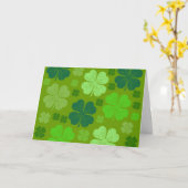 アイルランドの聖パトリックの日グリーンクローバー ラッキークローバー カード (黄色い花)