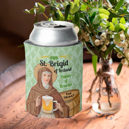 アイルランドの聖ブリギダとビールの樽 缶クーラー