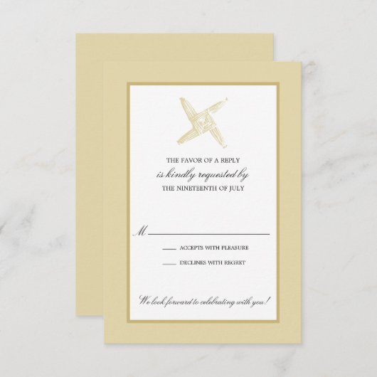 アイルランドの聖ブリギッドの十字架 結婚式の出欠確認 招待状 (正面/裏面)